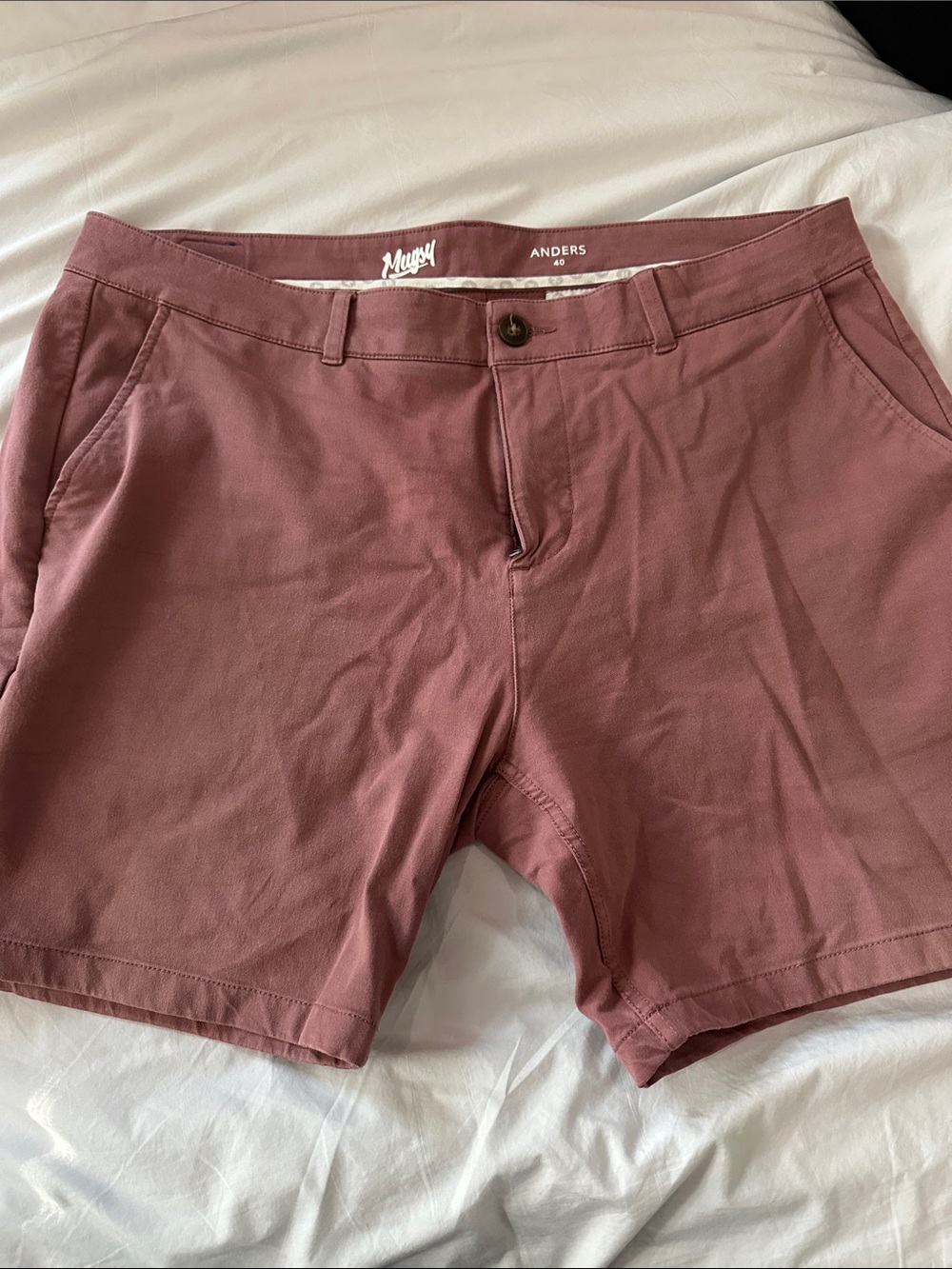 Mugsy Anders Men's Flat Front Shorts in Dusty Rose